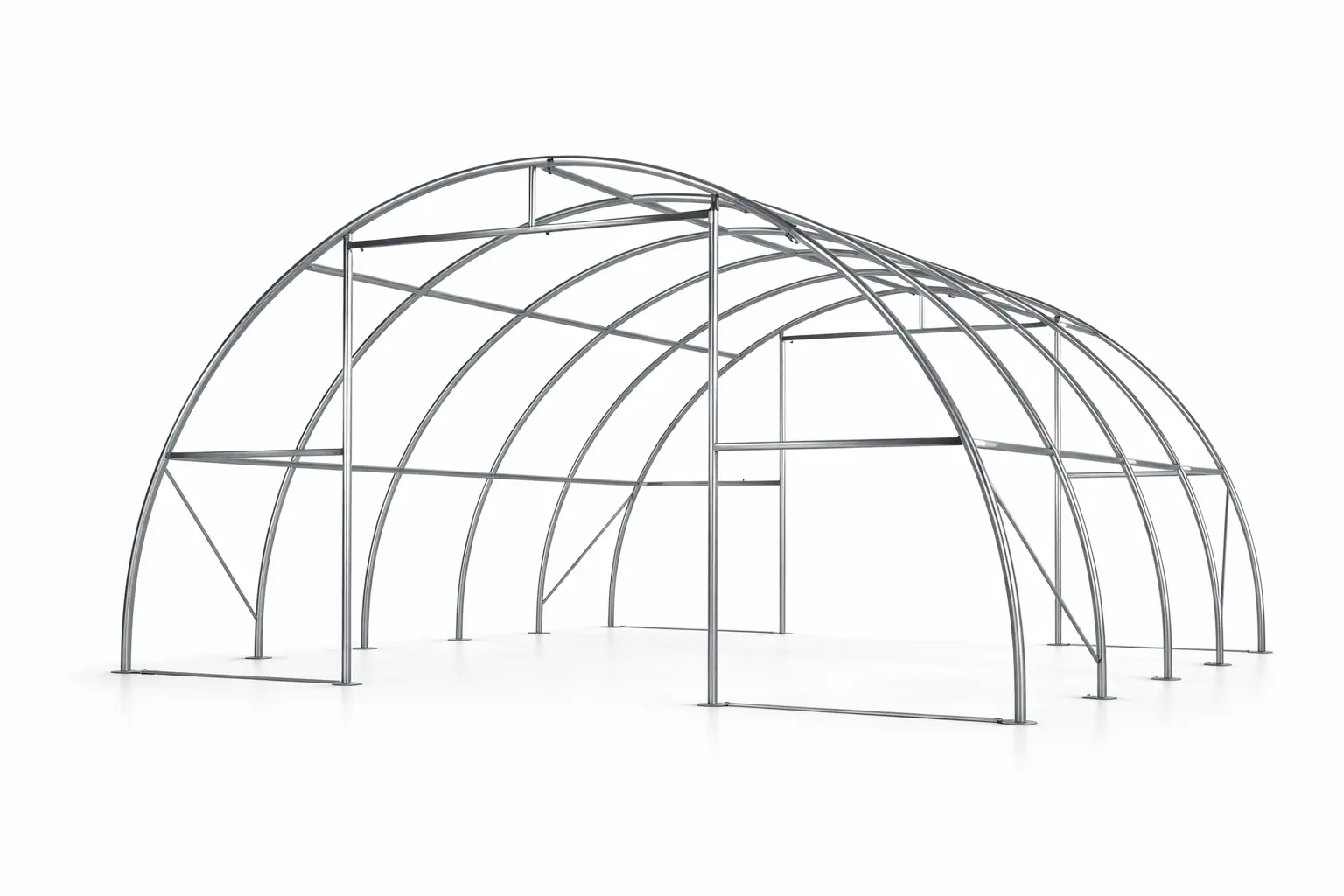 Rundbogenhalle Gestänge – Skizze/Zeichnung der Stahlkonstruktion