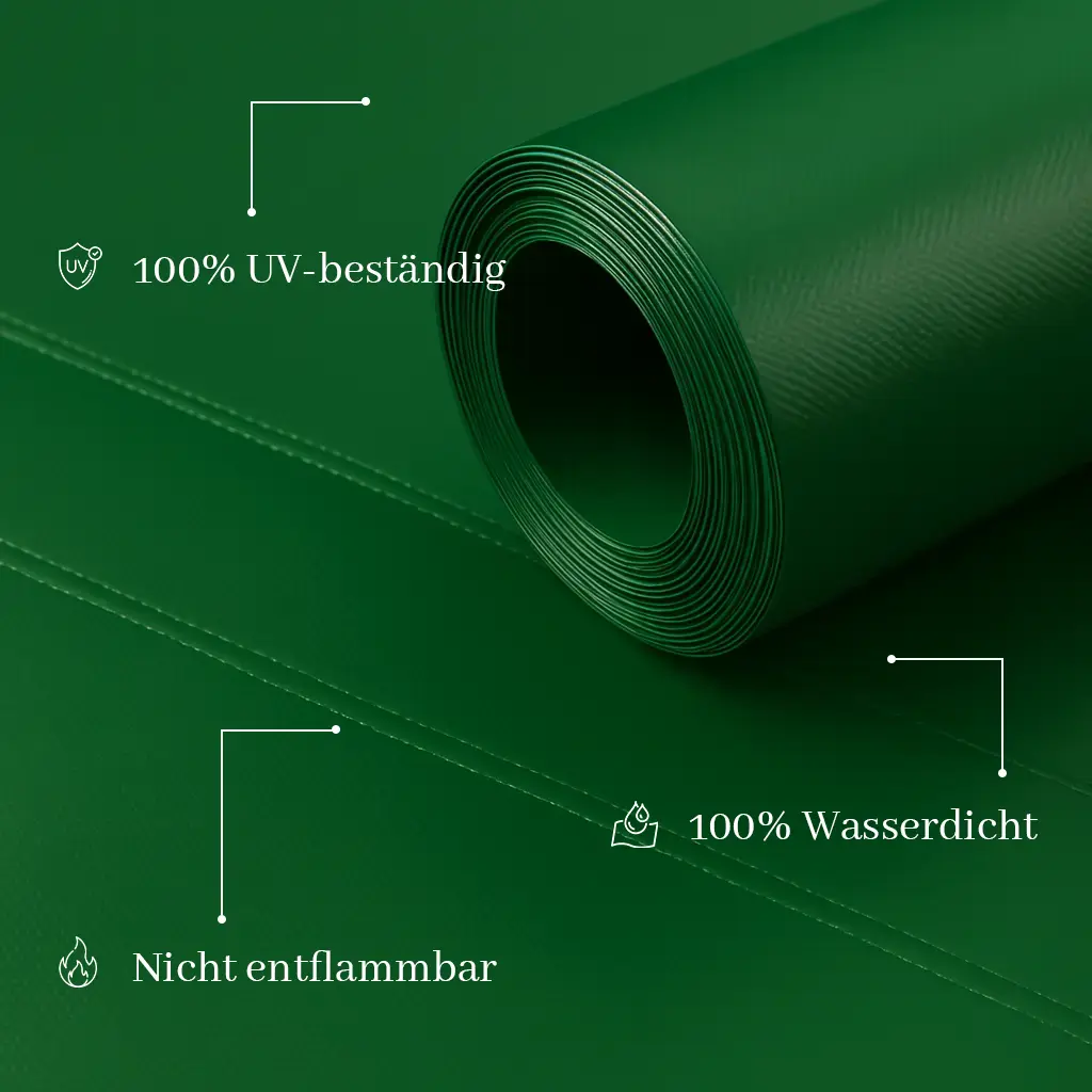 PVC-Plane 900 g/m² an Rundbogenhalle montiert