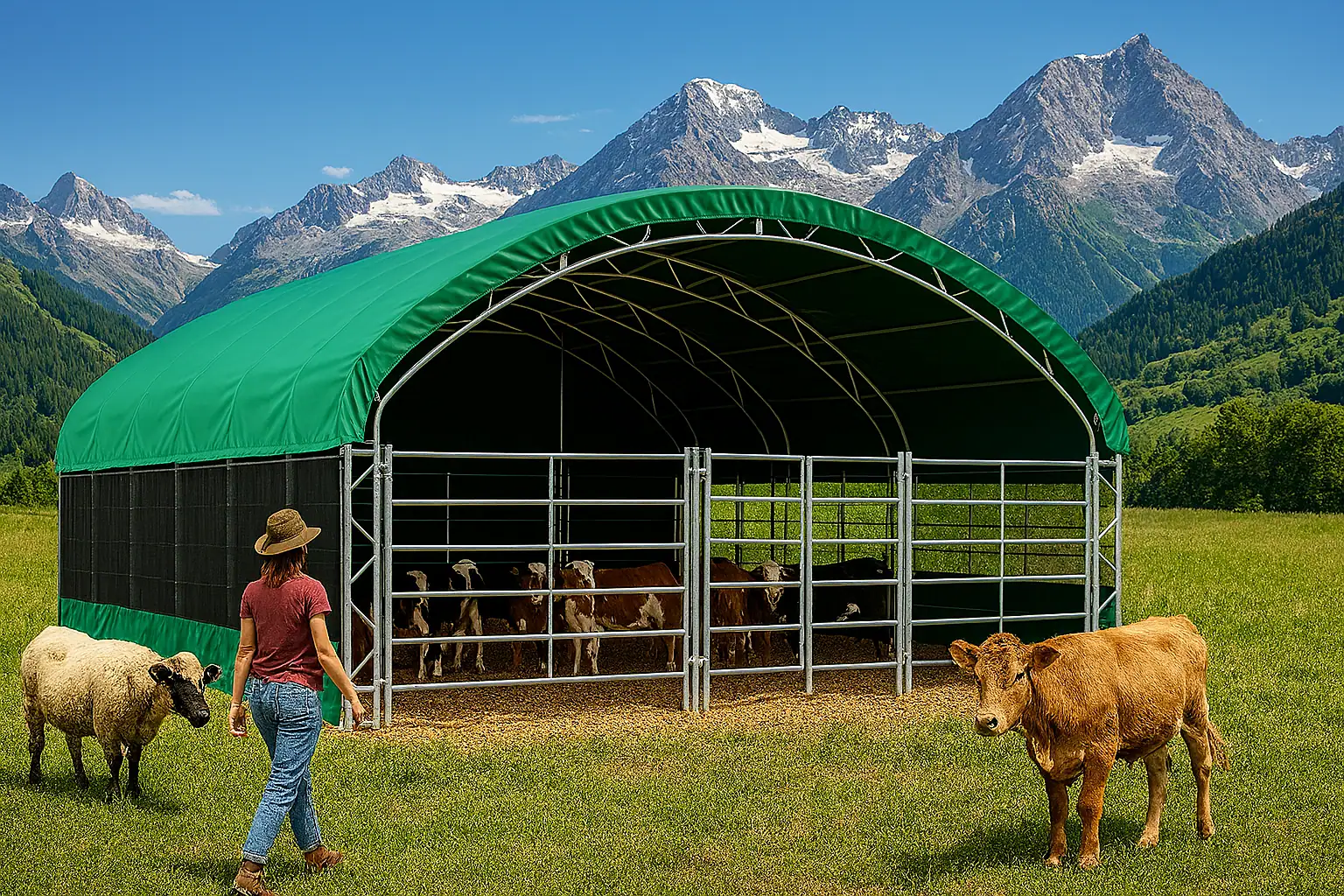 Kompaktes Weidezelt 6×6 auf kleiner Weide