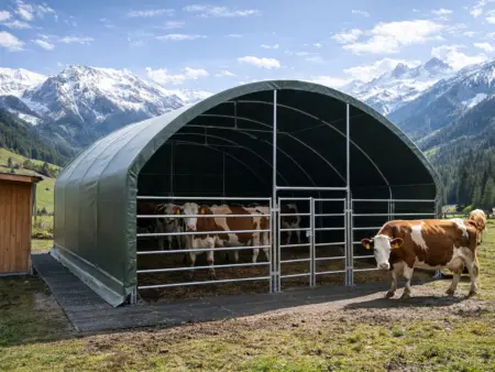 Weidezelt/Unterstand – Einsatz mit Tieren im Freiland (Praxisbeispiel)