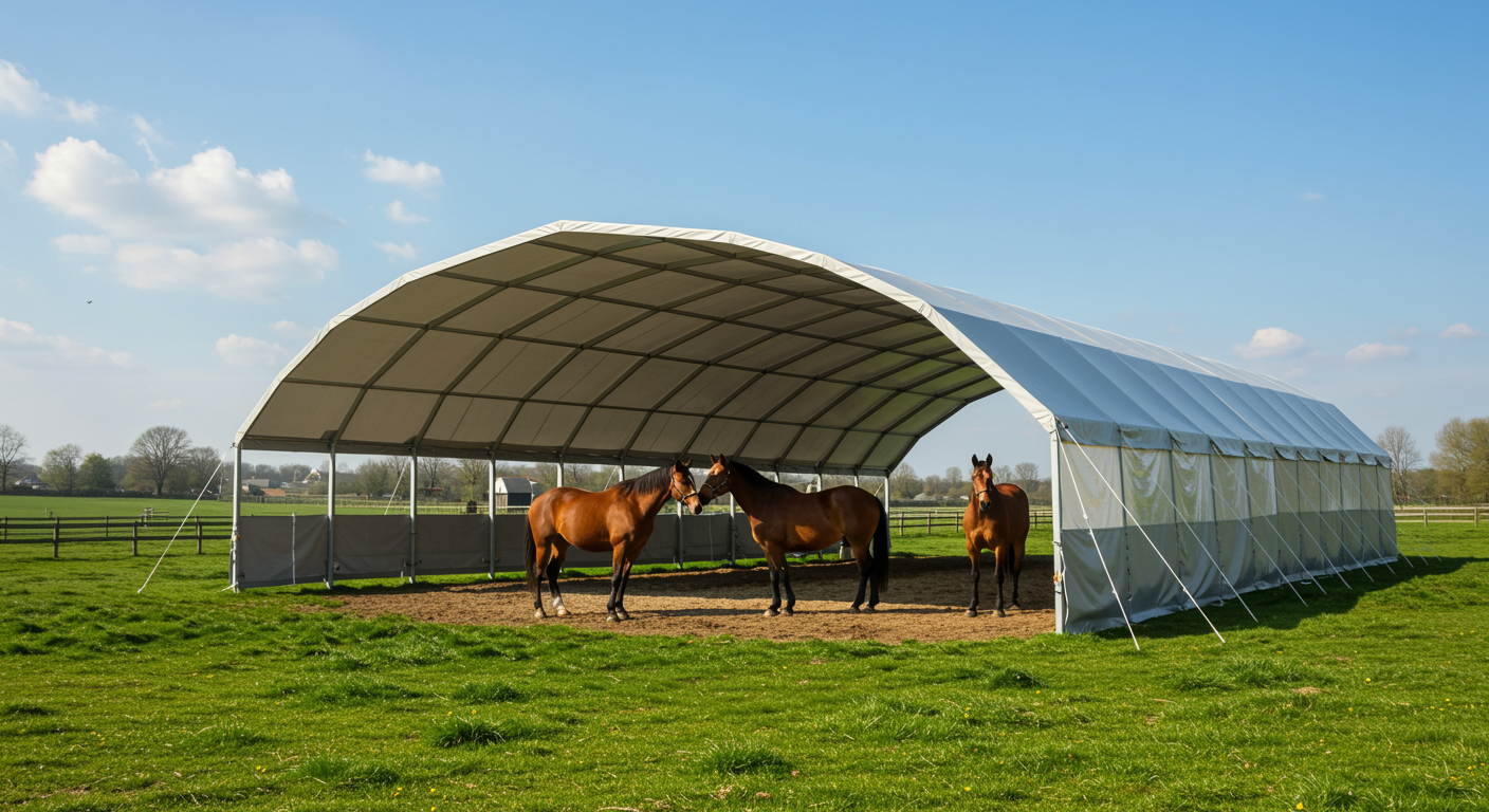 Weidezelt für Pferde bietet optimalen Schutz vor Sonne, Regen und Wind.
